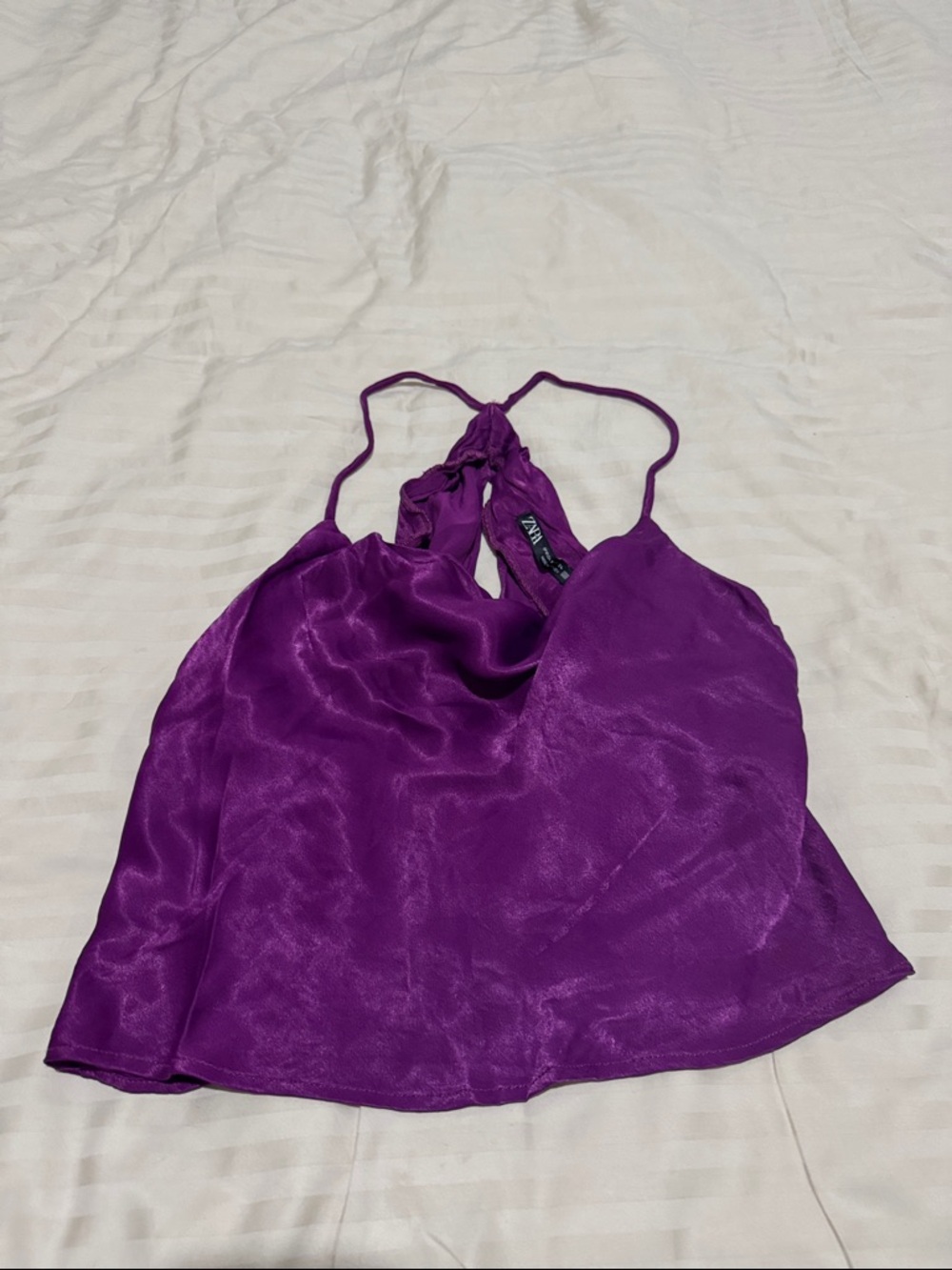Zara Shimmering Purple Satin Halter Cami